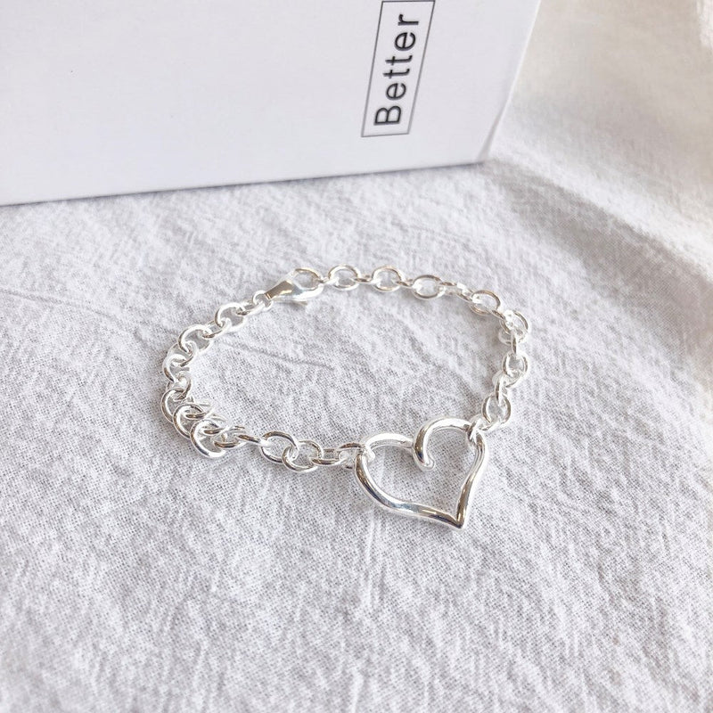 Bold Hollow Heart Bracelet