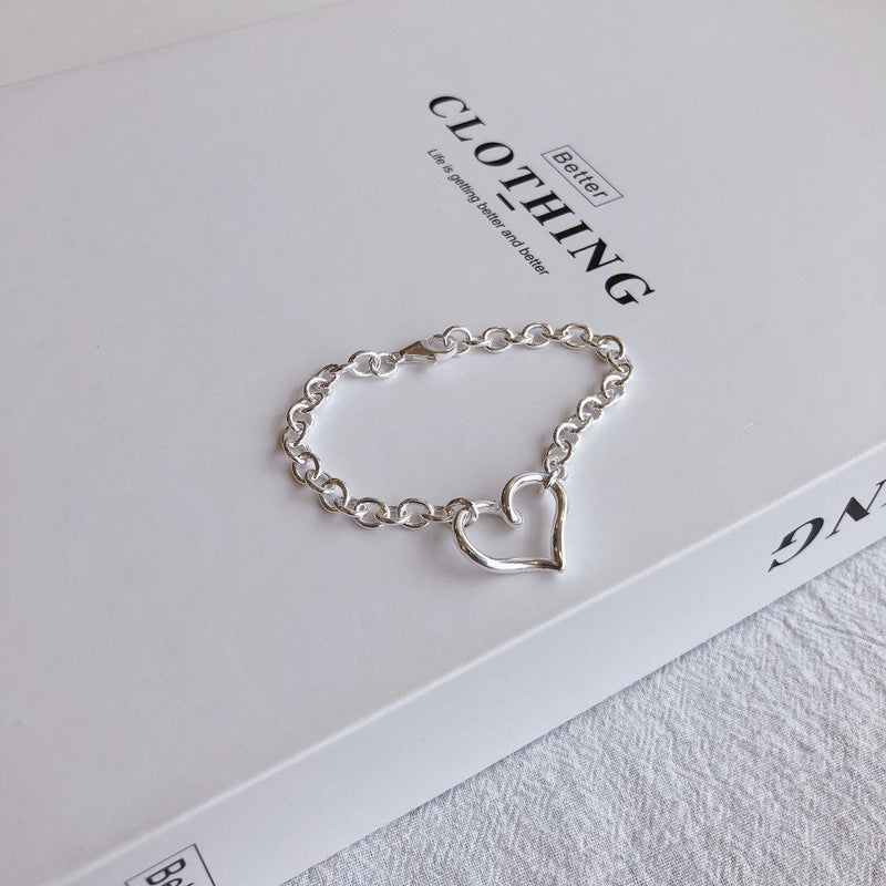 Bold Hollow Heart Bracelet