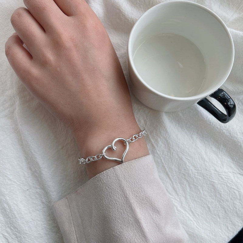 Bold Hollow Heart Bracelet