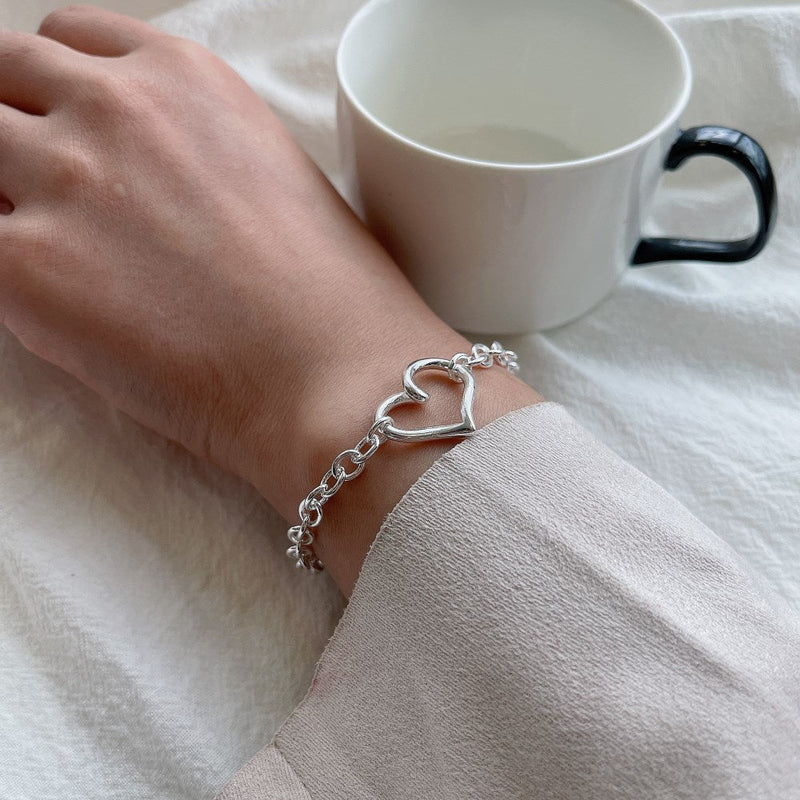 Bold Hollow Heart Bracelet