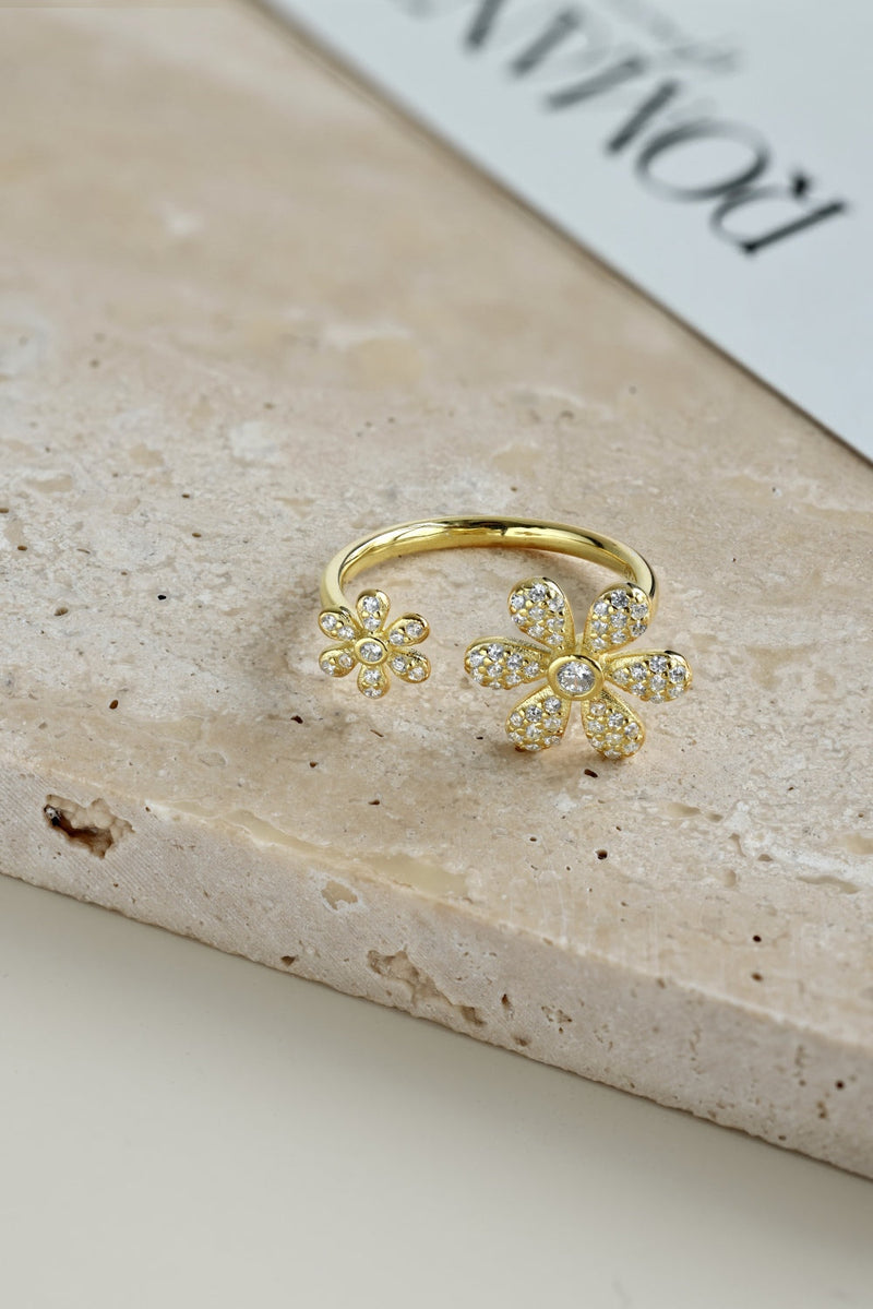 Adjustable Open Flower Ring