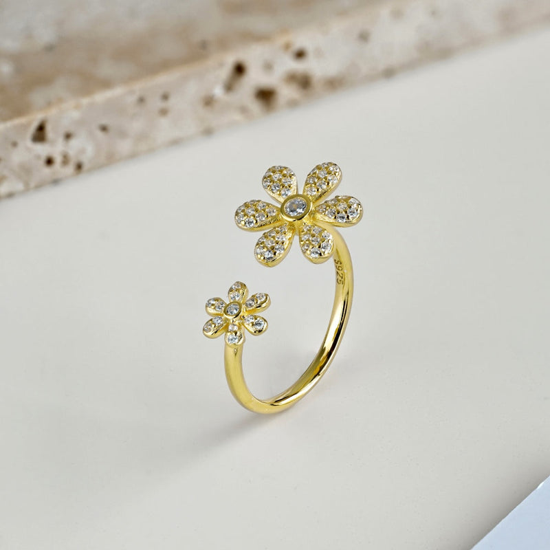 Adjustable Open Flower Ring