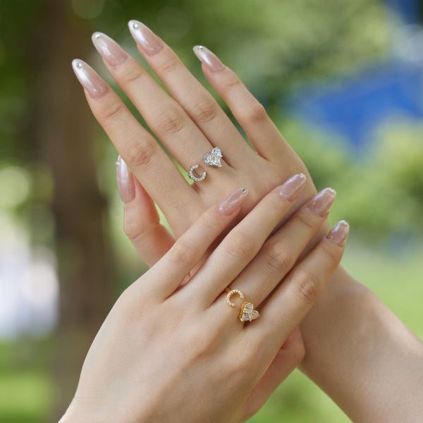 Alphabet Heart Open Rings