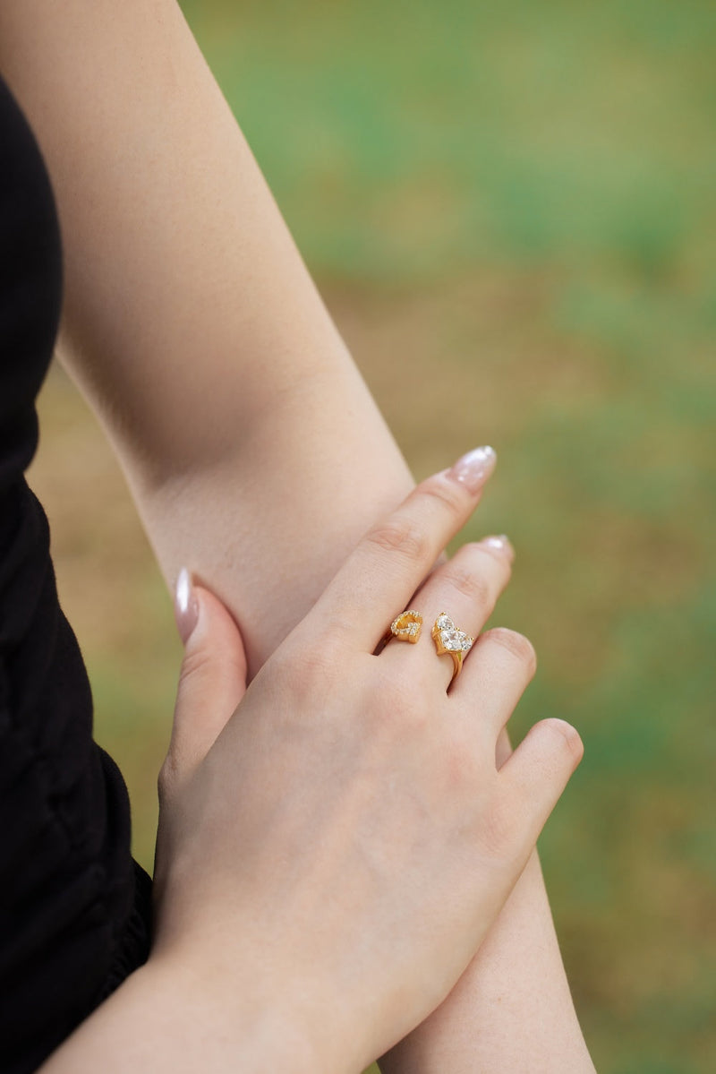 Alphabet Heart Open Rings