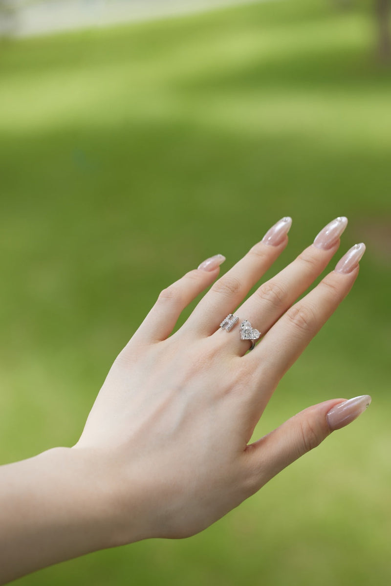 Alphabet Heart Open Rings