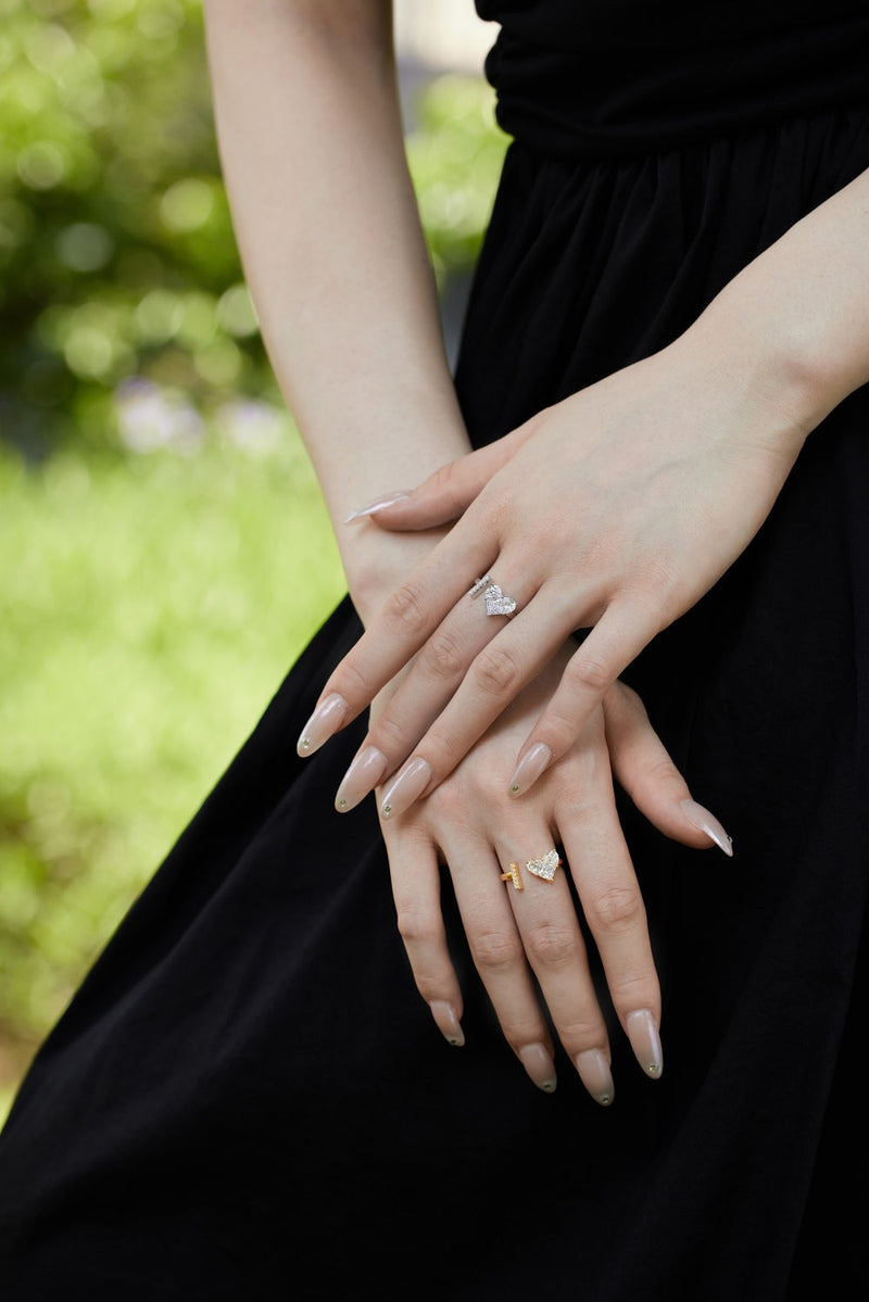 Alphabet Heart Open Rings