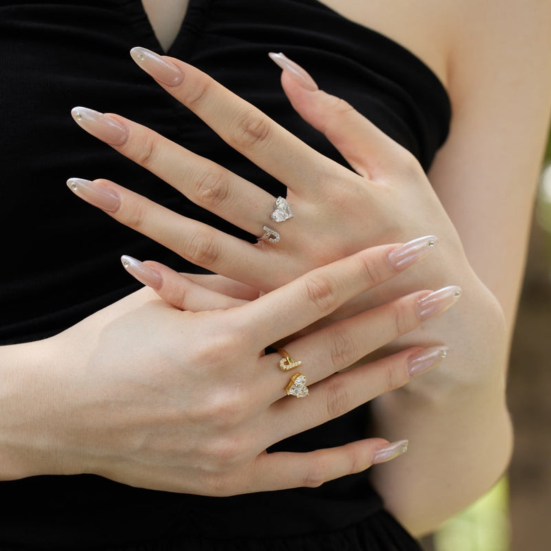 Alphabet Heart Open Rings