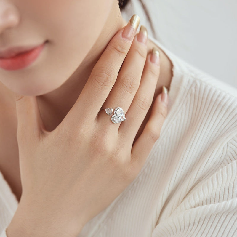 Adjustable Heart Open Ring