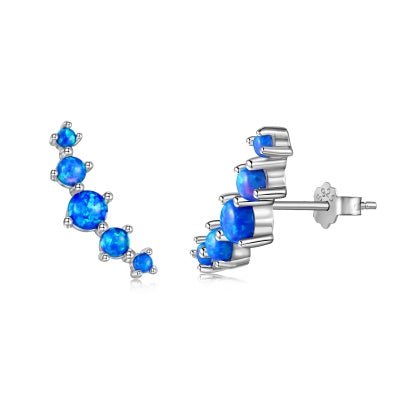 Climber Crawler Blue Opal Stud Earrings