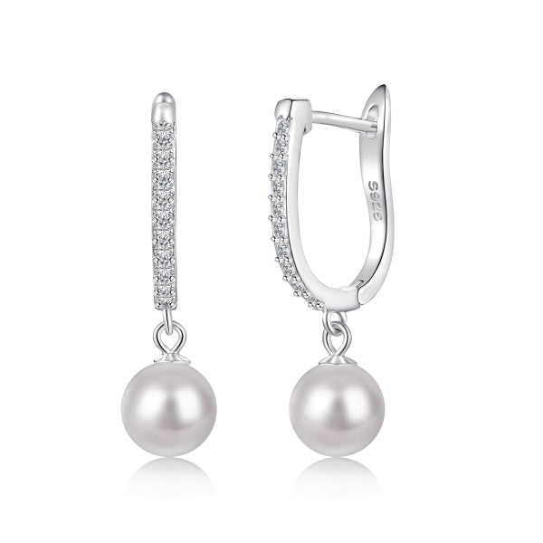 Drop Pearl Hoop Earrings