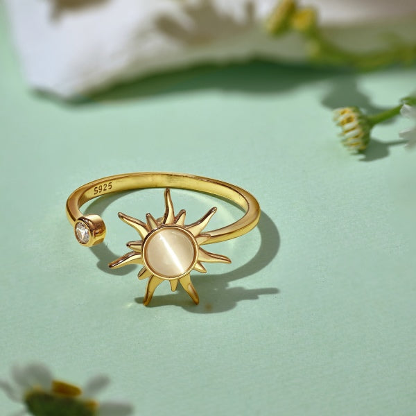 Adjustable Sun Opal Ring