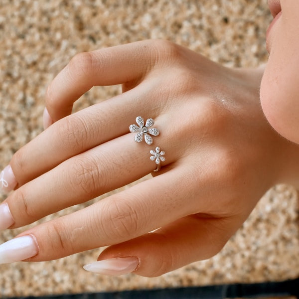 Adjustable Open Flower Ring