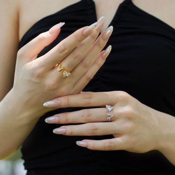 Alphabet Heart Open Rings