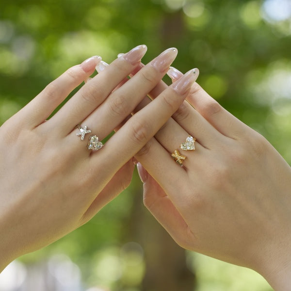 Alphabet Heart Open Rings