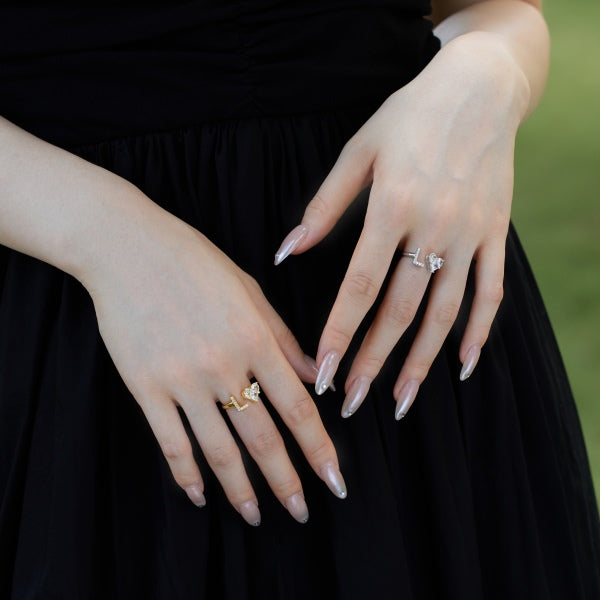 Alphabet Heart Open Rings