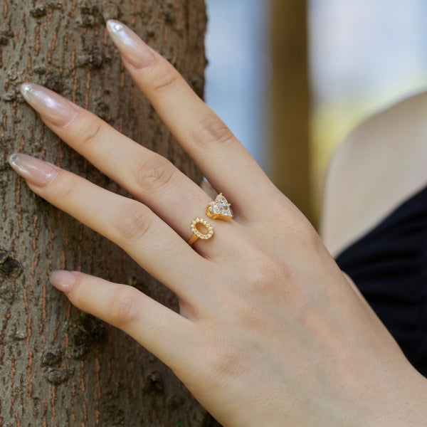 Alphabet Heart Open Rings