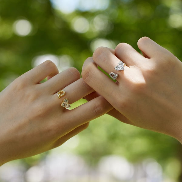 Alphabet Heart Open Rings