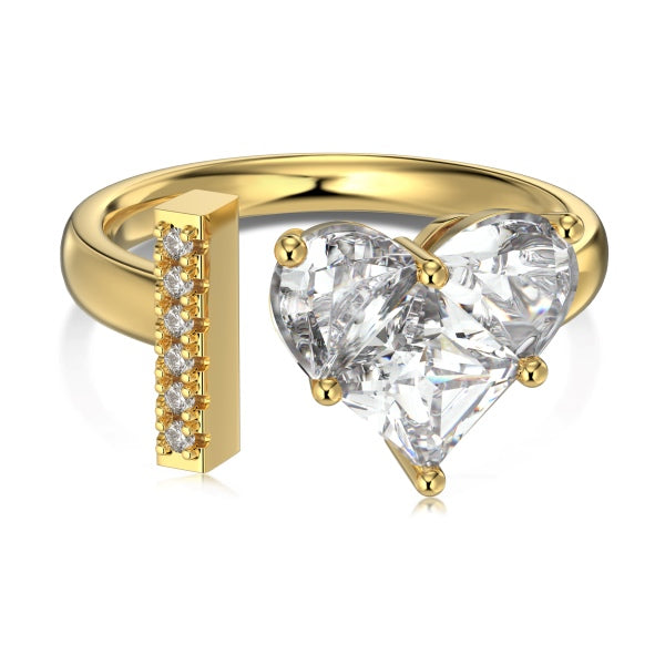 Alphabet Heart Open Rings