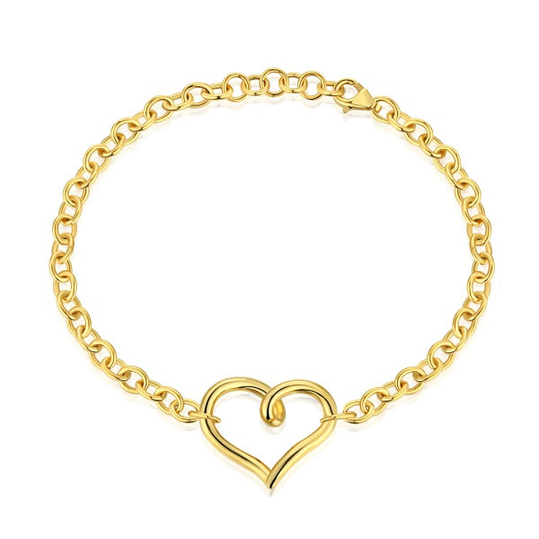 Bold Hollow Heart Bracelet