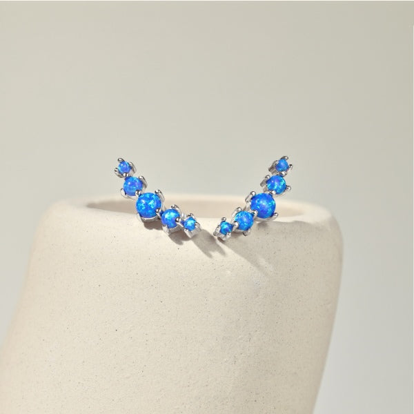 Climber Crawler Blue Opal Stud Earrings