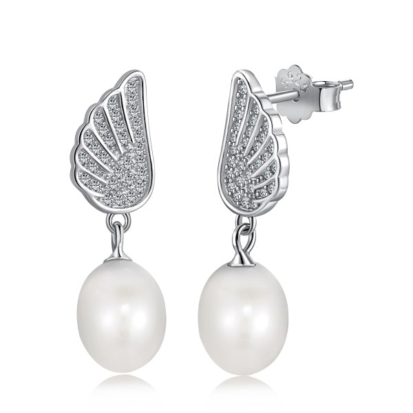 Angel Wing Pearl Earrings