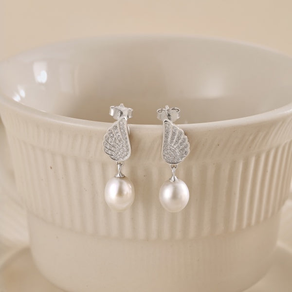 Angel Wing Pearl Earrings